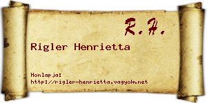 Rigler Henrietta névjegykártya